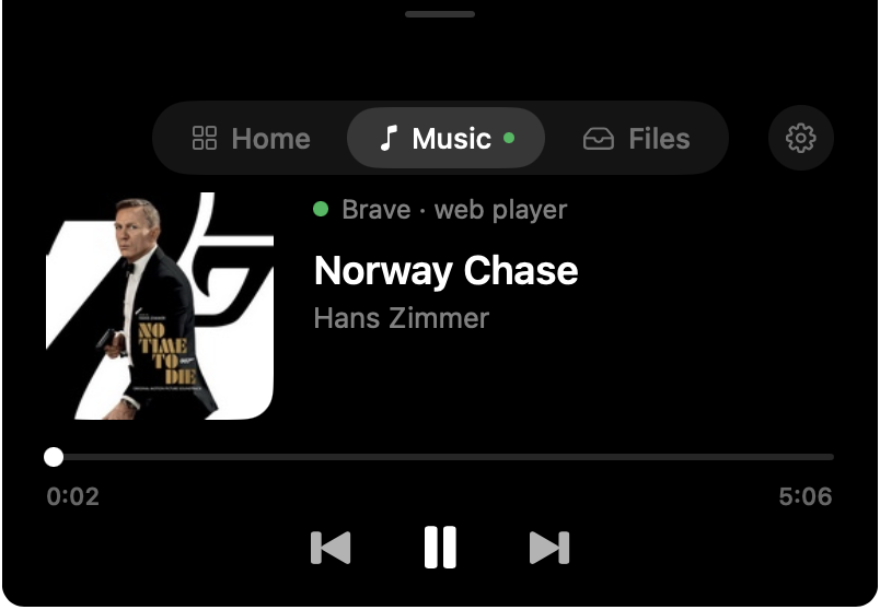 Music controls in the notch